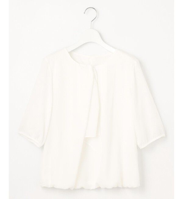 自由区「【洗える】ロイヤルシフォンドレープタイ半袖 ブラウス」|シャツ・ブラウス|
