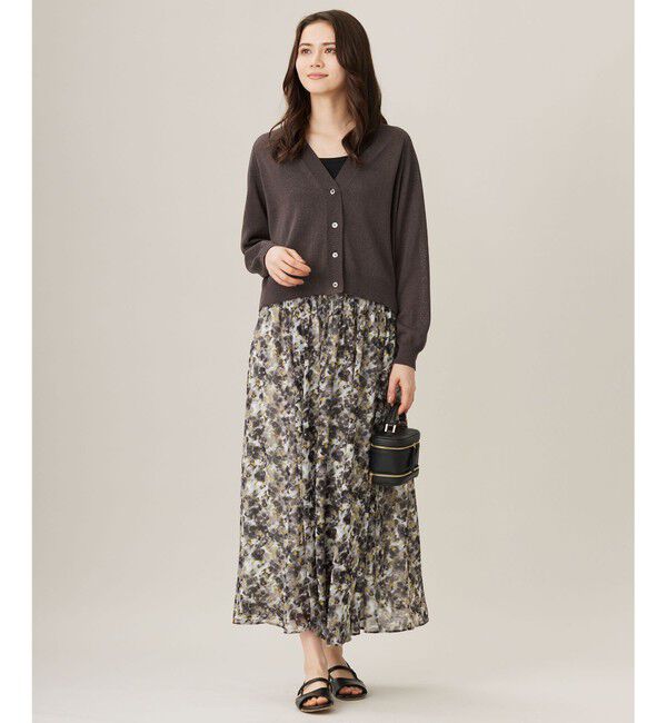 自由区「【ウエストゴム・洗える】オルタンシアフルールプリント スカート」|スカート|