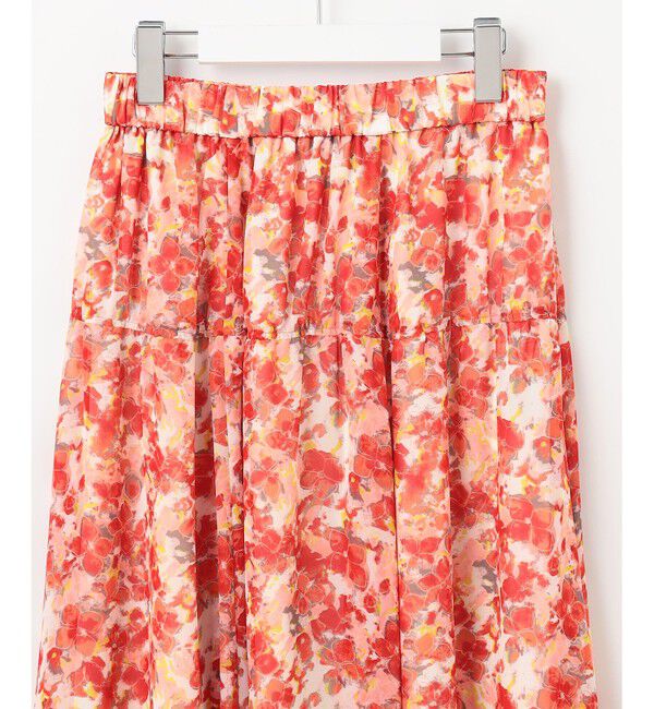 自由区「【ウエストゴム・洗える】オルタンシアフルールプリント スカート」|スカート|