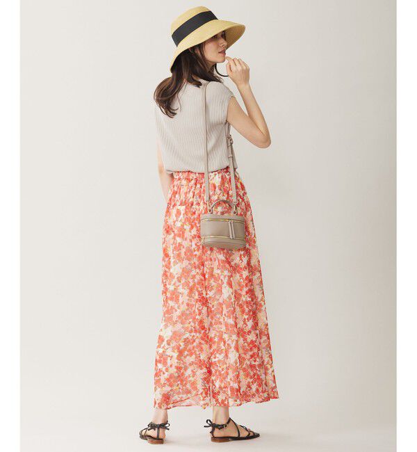 自由区「【ウエストゴム・洗える】オルタンシアフルールプリント スカート」|スカート|