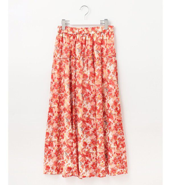 自由区「【ウエストゴム・洗える】オルタンシアフルールプリント スカート」|スカート|