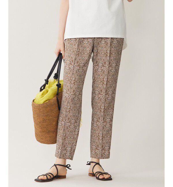 自由区「【洗える】ダマスクフローラルプリントテーパード パンツ」|その他|モカ