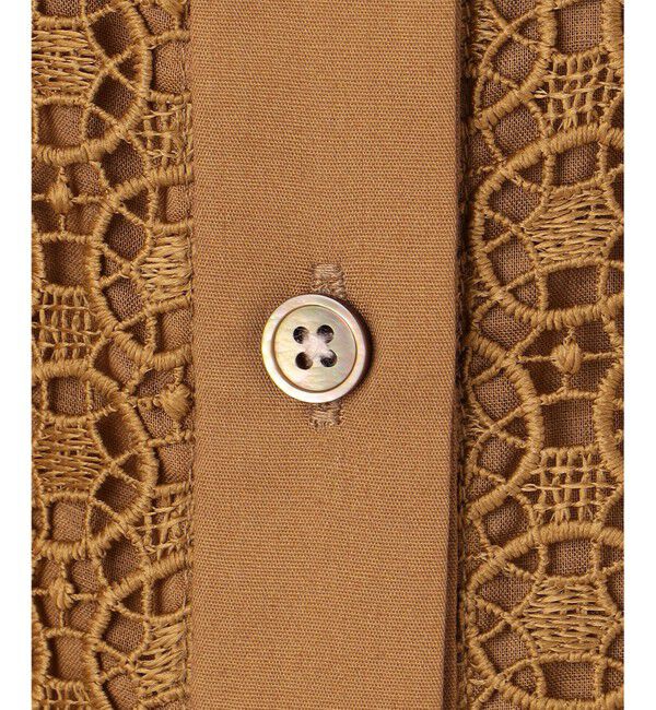 自由区「【SHIHOさん着用・洗える】ジオメトリックフラワーレースクロップド丈シャツ ブラウス」|シャツ・ブラウス|