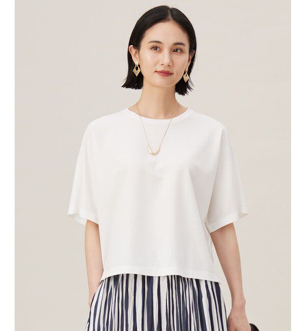 自由区「【接触冷感・UVカット・吸水速乾・抗菌防臭・洗える】ハイカウントクロップド丈 Tシャツ」|Tシャツ・カットソー|オフ