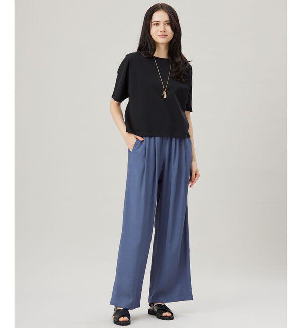 自由区「【接触冷感・UVカット・吸水速乾・抗菌防臭・洗える】ハイカウントクロップド丈 Tシャツ」|Tシャツ・カットソー|