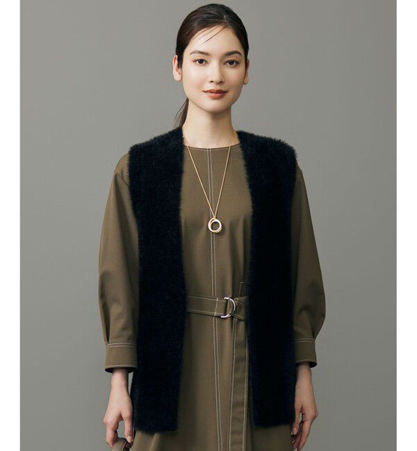 自由区「ニットファー ジレ」|ベスト・ジレ|ブラック