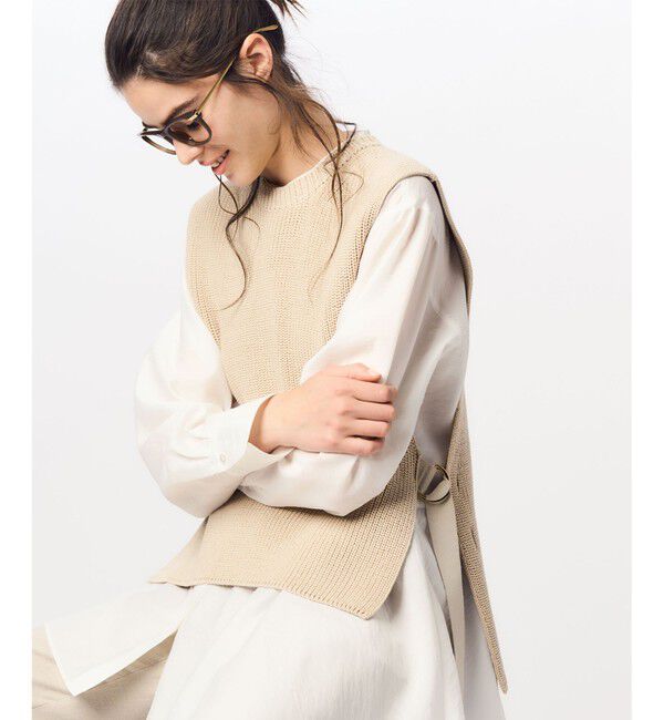 23区「【洗える】コットンポリエステルリリヤーン ニットベスト」|ベスト・ジレ|ベージュ系