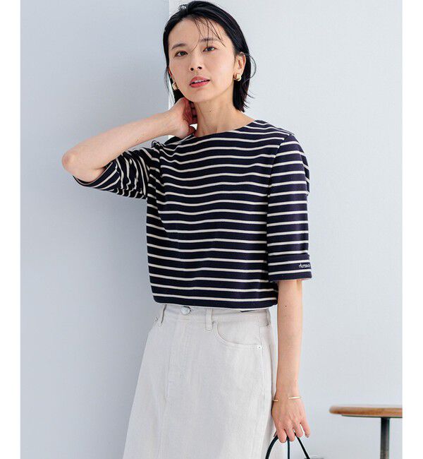 23区「【Oggi4月号掲載/一部店舗限定】Armor-lux 5分袖 ボーダー カットソー」|Tシャツ・カットソー|ﾌﾞﾗｯｸxﾍ