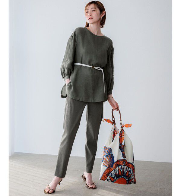 23区「【洗える】LIBECO ベルト付き ブラウス」|シャツ・ブラウス|