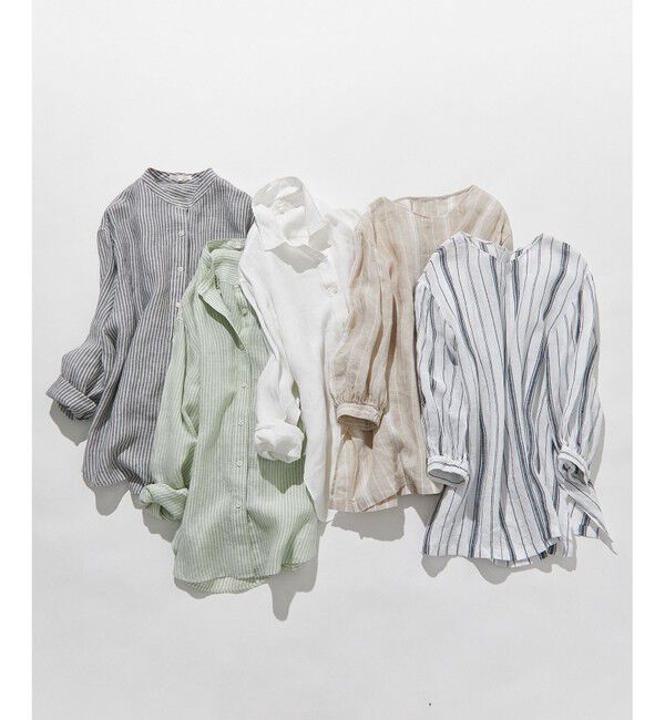 23区「【洗える】LIBECO ベルト付き ブラウス」|シャツ・ブラウス|