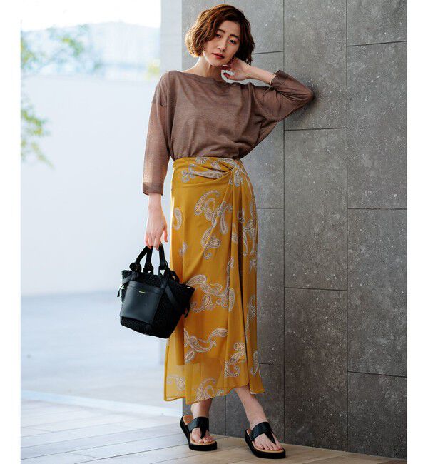23区「【洗える】Ratti ペイズリーシフォン スカート」|スカート|