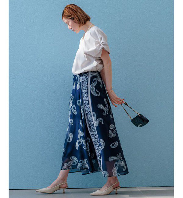 23区「【洗える】Ratti ペイズリーシフォン スカート」|スカート|