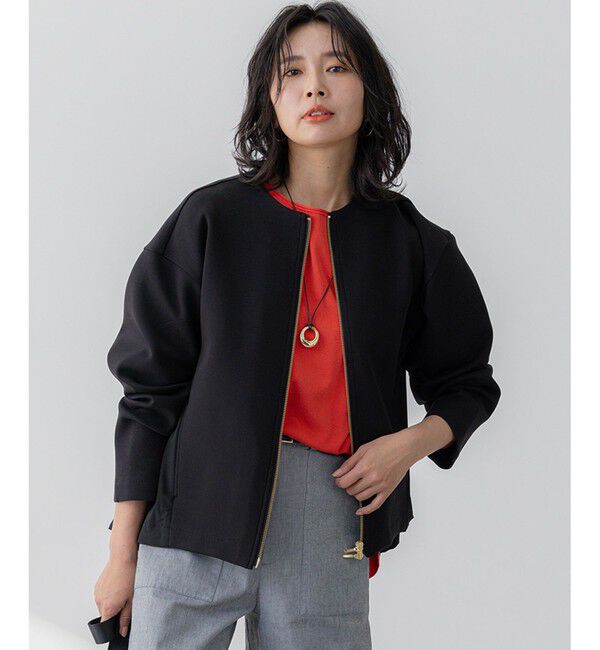 23区「【洗える】コットンエアー ギャザー ライトアウター」|その他|ブラック系