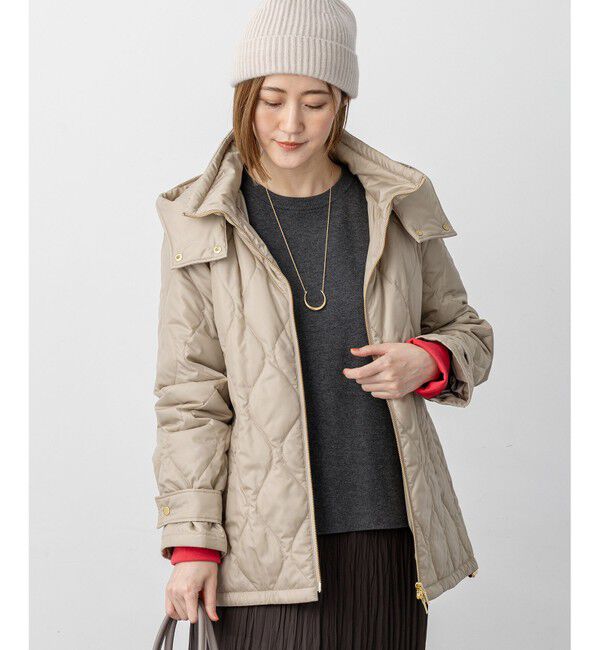 23区「中綿パディング フード2WAY アウター」|ダウン|ベージュ系