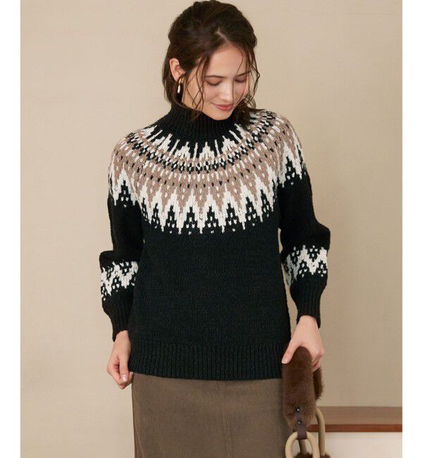 23区「【SLOW/一部店舗限定】ジャカード ハイネック ニット」|ニット・セーター|ブラック系5