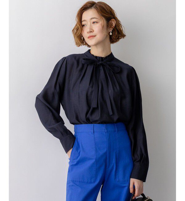 23区「【VERY掲載】TRオーガンジー 2WAY ボウタイブラウス」|シャツ・ブラウス|ネイビー系