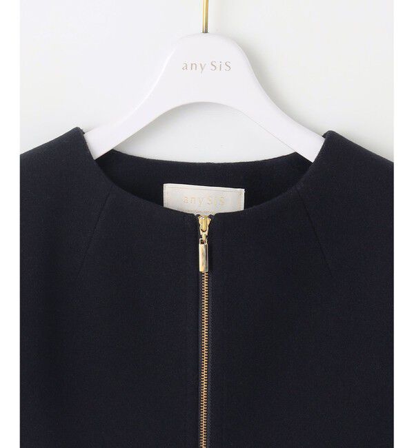 any SiS「ウールライクドルマンショート コート」|ノーカラーコート|