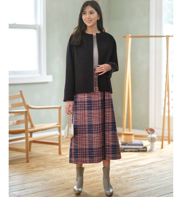 any SiS「ウールライクドルマンショート コート」|ノーカラーコート|