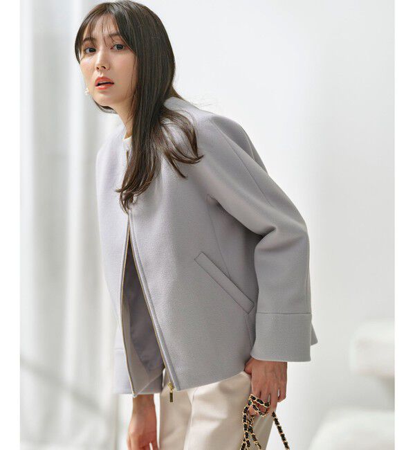 any SiS「ウールライクドルマンショート コート」|ノーカラーコート|