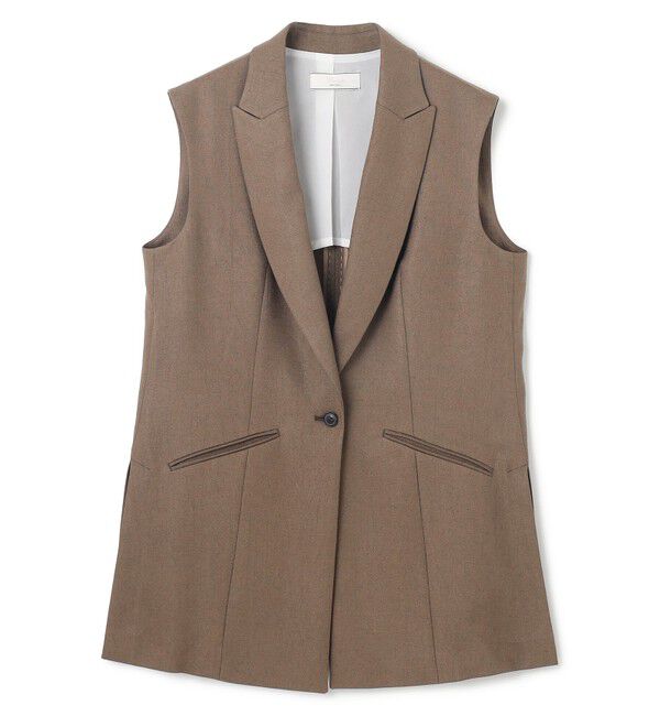 BEIGE,「【L-size】CAROLE / リネンライク ノースリーブジレジャケット」|ベスト・ジレ|