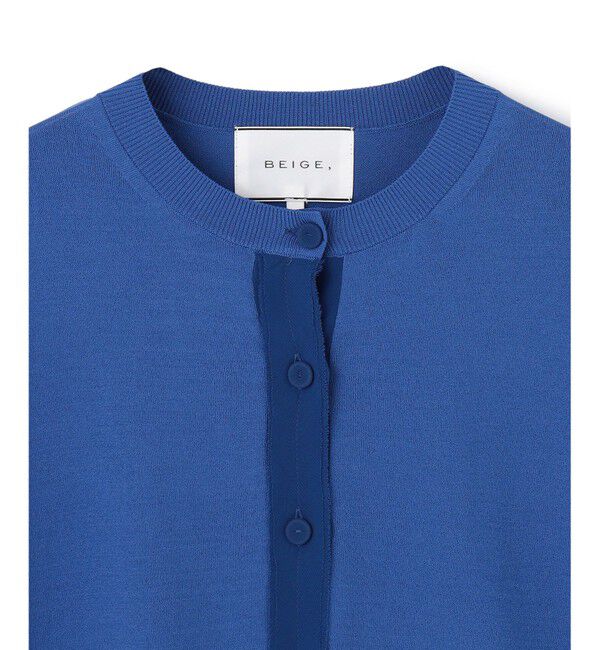 BEIGE,「【洗える】VALOIS / ジョーゼットトリム半袖カーディガン」|ニット・セーター|