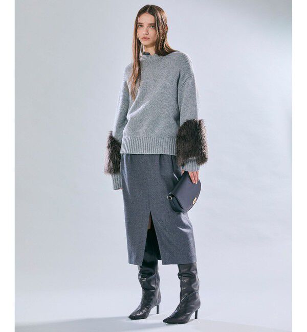 BEIGE,「【洗える・VERY NaVY12月号掲載】CHESTER / フェイクファークルーネックニット」|ニット・セーター|