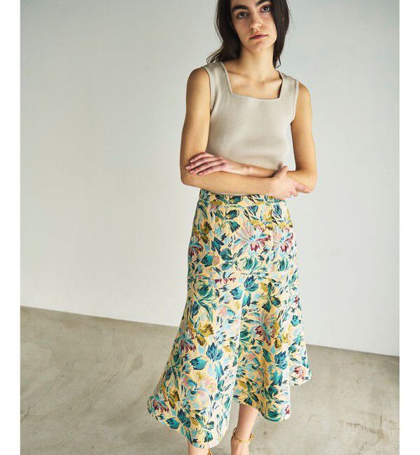 GRACE CONTINENTAL「フラワージャガードフレアスカート」|スカート|