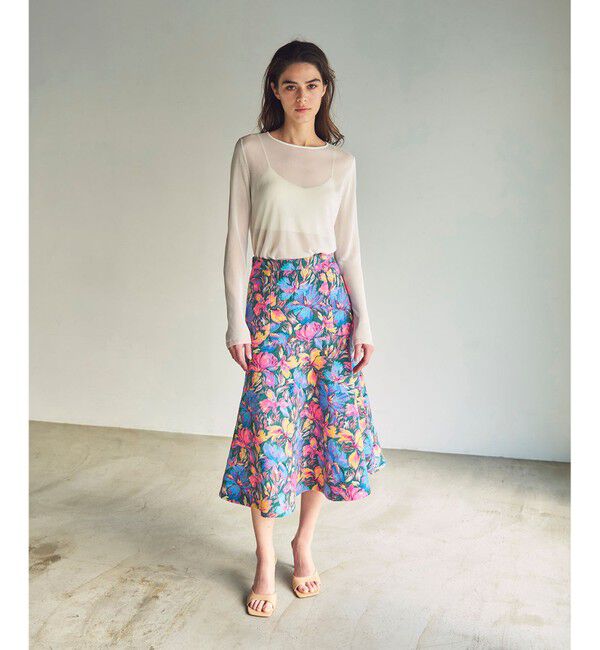 GRACE CONTINENTAL「フラワージャガードフレアスカート」|スカート|