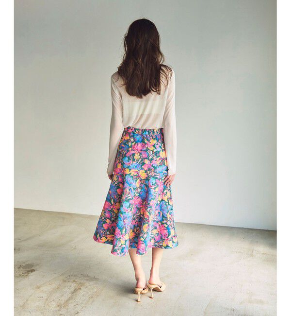 GRACE CONTINENTAL「フラワージャガードフレアスカート」|スカート|