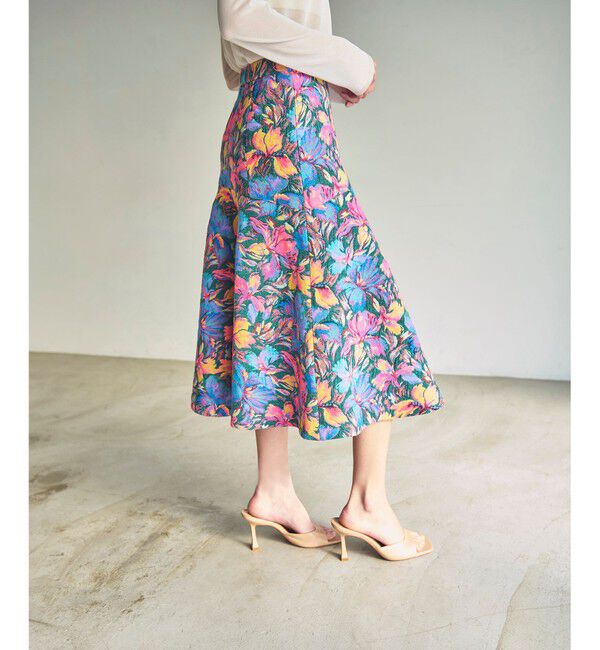 GRACE CONTINENTAL「フラワージャガードフレアスカート」|スカート|