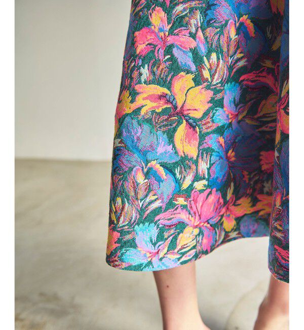 GRACE CONTINENTAL「フラワージャガードフレアスカート」|スカート|