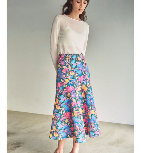 GRACE CONTINENTAL「フラワージャガードフレアスカート」|スカート|