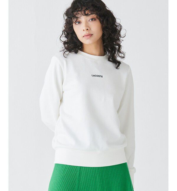 LACOSTE「ブランドネームロゴ刺繍 クルーネックスウェットプルオーバー トレーナー」|スウェット・ジャージ|ホワイト