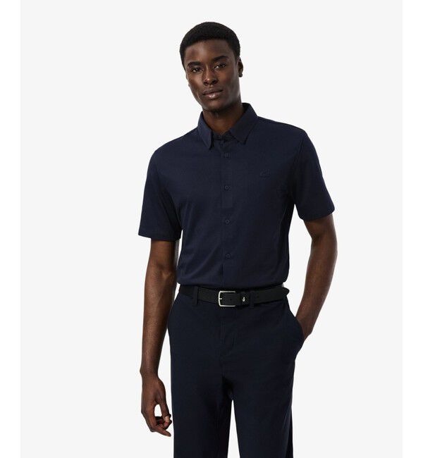 LACOSTE「スリムフィットミニマル半袖ボタンシャツ」|シャツ・ブラウス|ダークネイビー