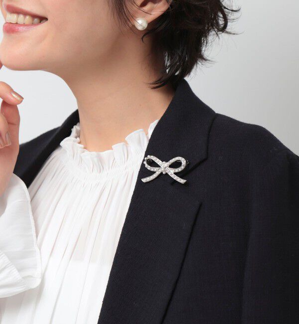 NOLLEY'S「【NOLLEYS goods】リボンパールブローチ」|ブローチ・コサージュ|シルバー