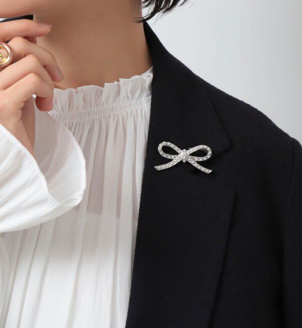 NOLLEY'S「【NOLLEYS goods】リボンパールブローチ」|ブローチ・コサージュ|