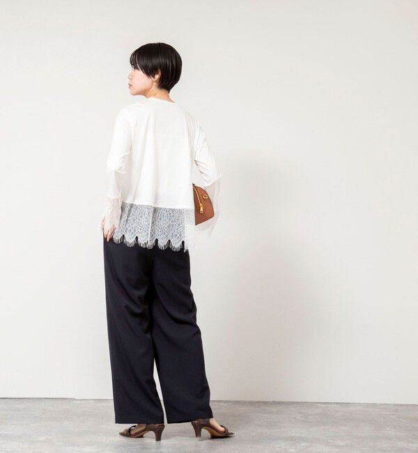 NOLLEY'S sophi「ウォッシャブルレース切替ロンT」|Tシャツ・カットソー|