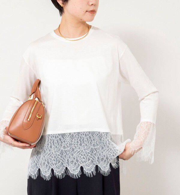 NOLLEY'S sophi「ウォッシャブルレース切替ロンT」|Tシャツ・カットソー|