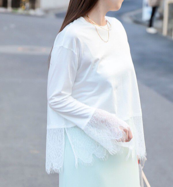 NOLLEY'S sophi「ウォッシャブルレース切替ロンT」|Tシャツ・カットソー|