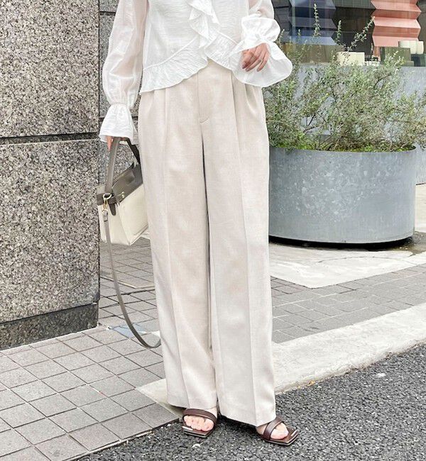 NOLLEY'S sophi「NEW morisachi《セットアップ対応》ウォッシャブルスラブオックスタックワイドパンツ」|その他|ベージュ