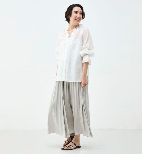 NOLLEY'S sophi「ウォッシャブルシアーオーガンジーフリルネックブラウス」|シャツ・ブラウス|