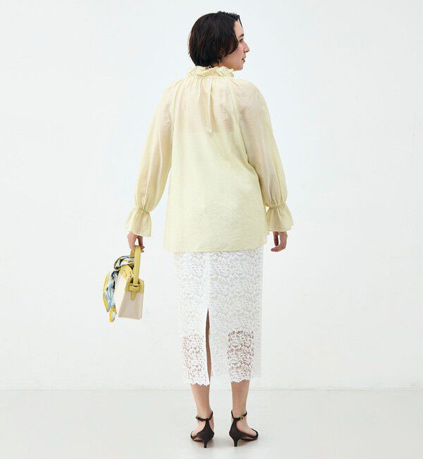 NOLLEY'S sophi「ウォッシャブルシアーオーガンジーフリルネックブラウス」|シャツ・ブラウス|