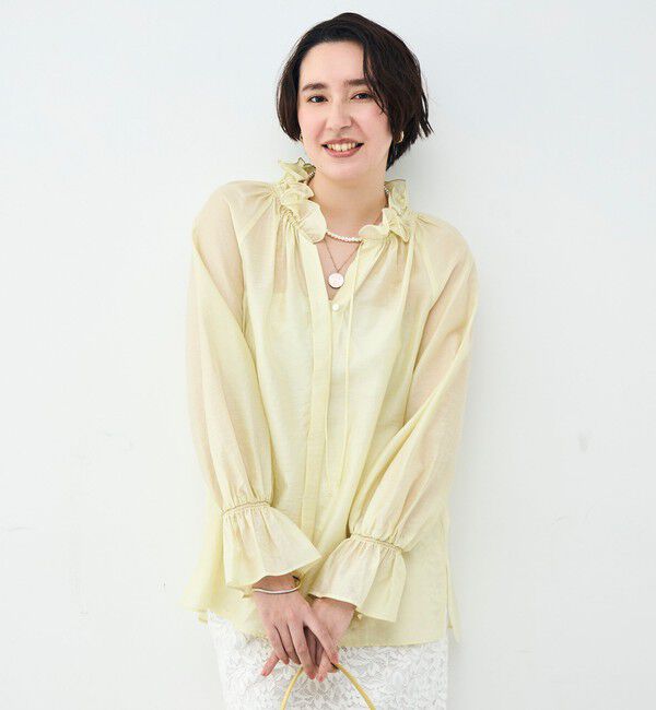 NOLLEY'S sophi「ウォッシャブルシアーオーガンジーフリルネックブラウス」|シャツ・ブラウス|