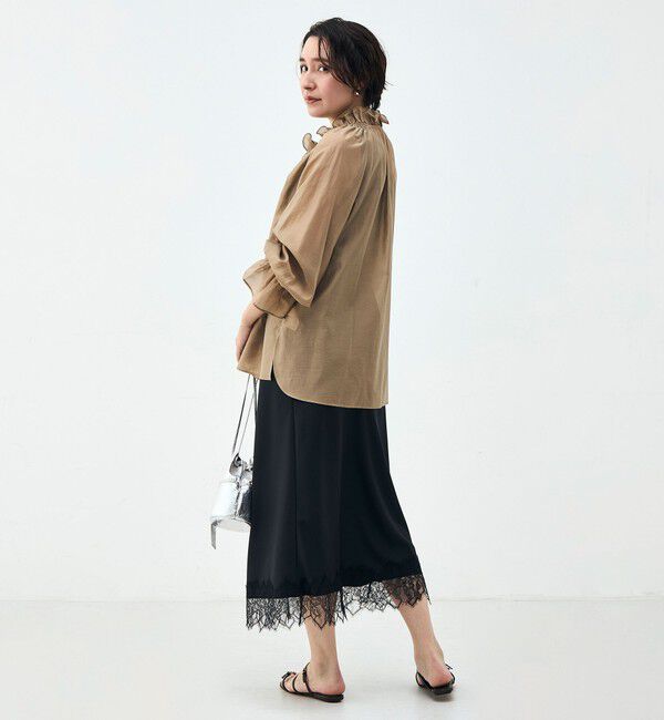 NOLLEY'S sophi「ウォッシャブルシアーオーガンジーフリルネックブラウス」|シャツ・ブラウス|