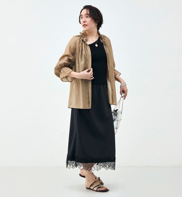 NOLLEY'S sophi「ウォッシャブルシアーオーガンジーフリルネックブラウス」|シャツ・ブラウス|