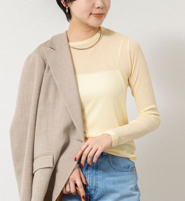 NOLLEY'S sophi「ウォッシャブルorganicコットンシアーテレコロンＴ」|Tシャツ・カットソー|イエロー