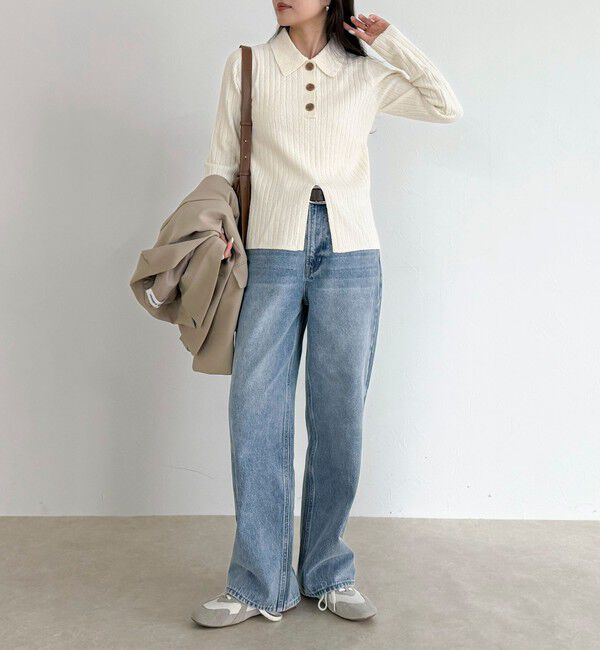 fredy emue「センタースリット衿付きプルオーバー」|ニット・セーター|