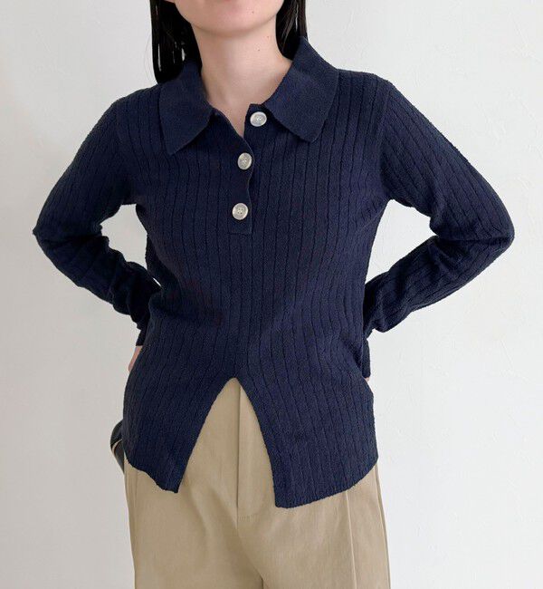 fredy emue「センタースリット衿付きプルオーバー」|ニット・セーター|