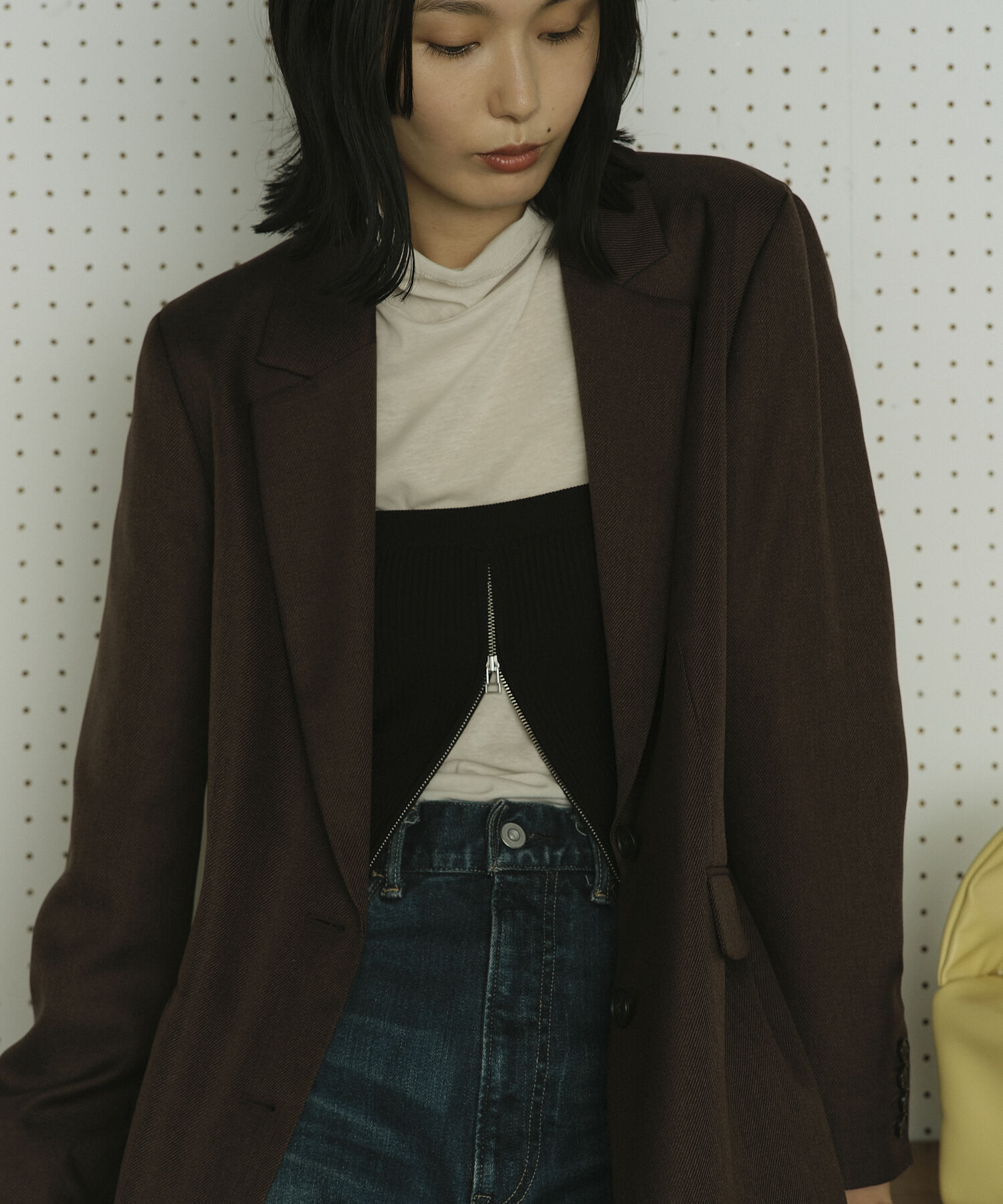 SALON adam et rope'「【雑誌掲載】リブジップビスチェ」|ベスト・ジレ|