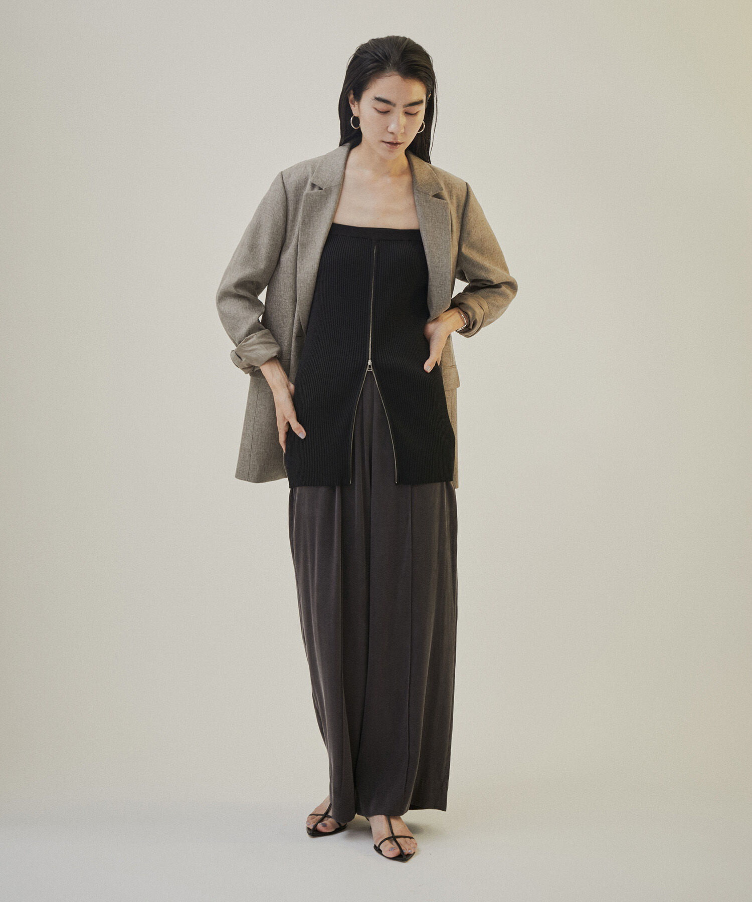 SALON adam et rope'「【雑誌掲載】リブジップビスチェ」|ベスト・ジレ|